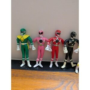 6 Vtg 94 Saban Mighty Morphin Power Rangers Bendy Green Pink Blue Yellow Lot 5.5